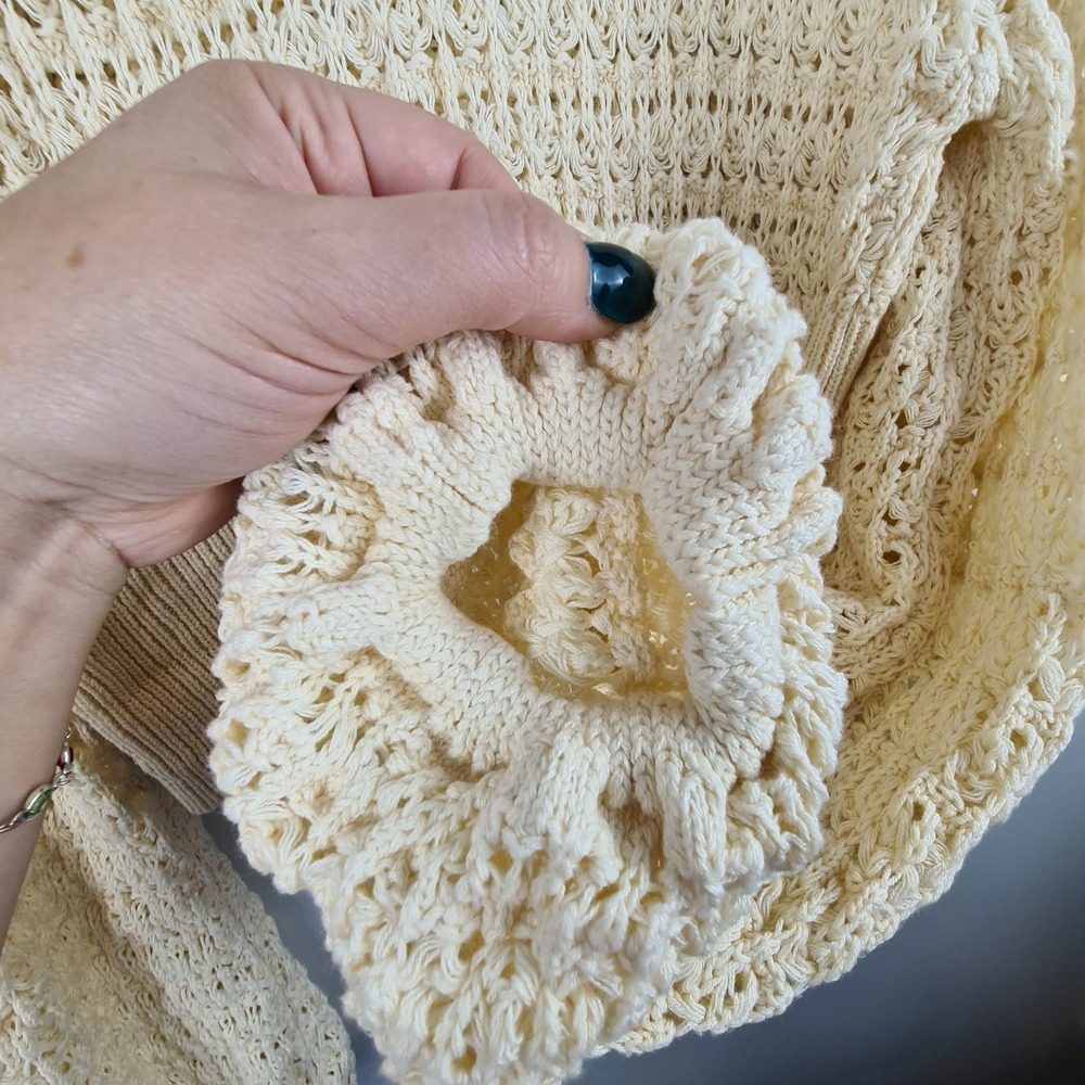 Altar'd State Cropped Open Knit Sweater Crochet Womens Large‎ Balloon Sleeve - Picture 7 of 7